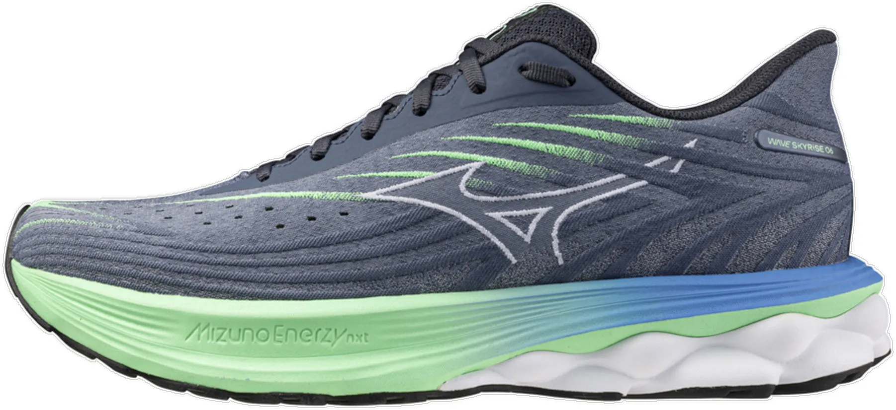Mizuno Wave Skyrise 6 Mens Running Shoes - Blue running in a canal area shoes Aerobic Response
