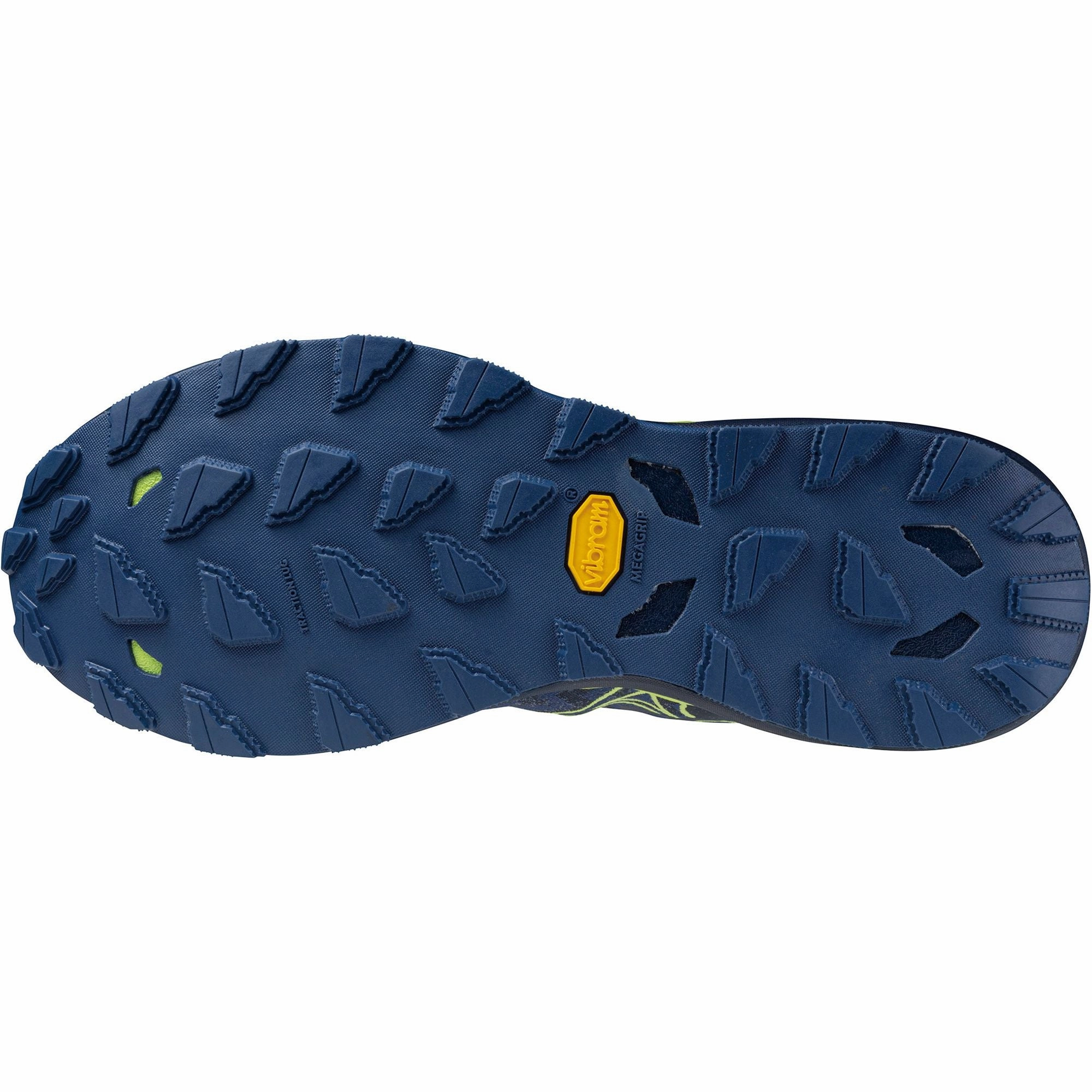 Rockered Outsole Design Rolling Gait Technology Mizuno Wave Daichi 8 Mens Trail Running Shoes - Blue