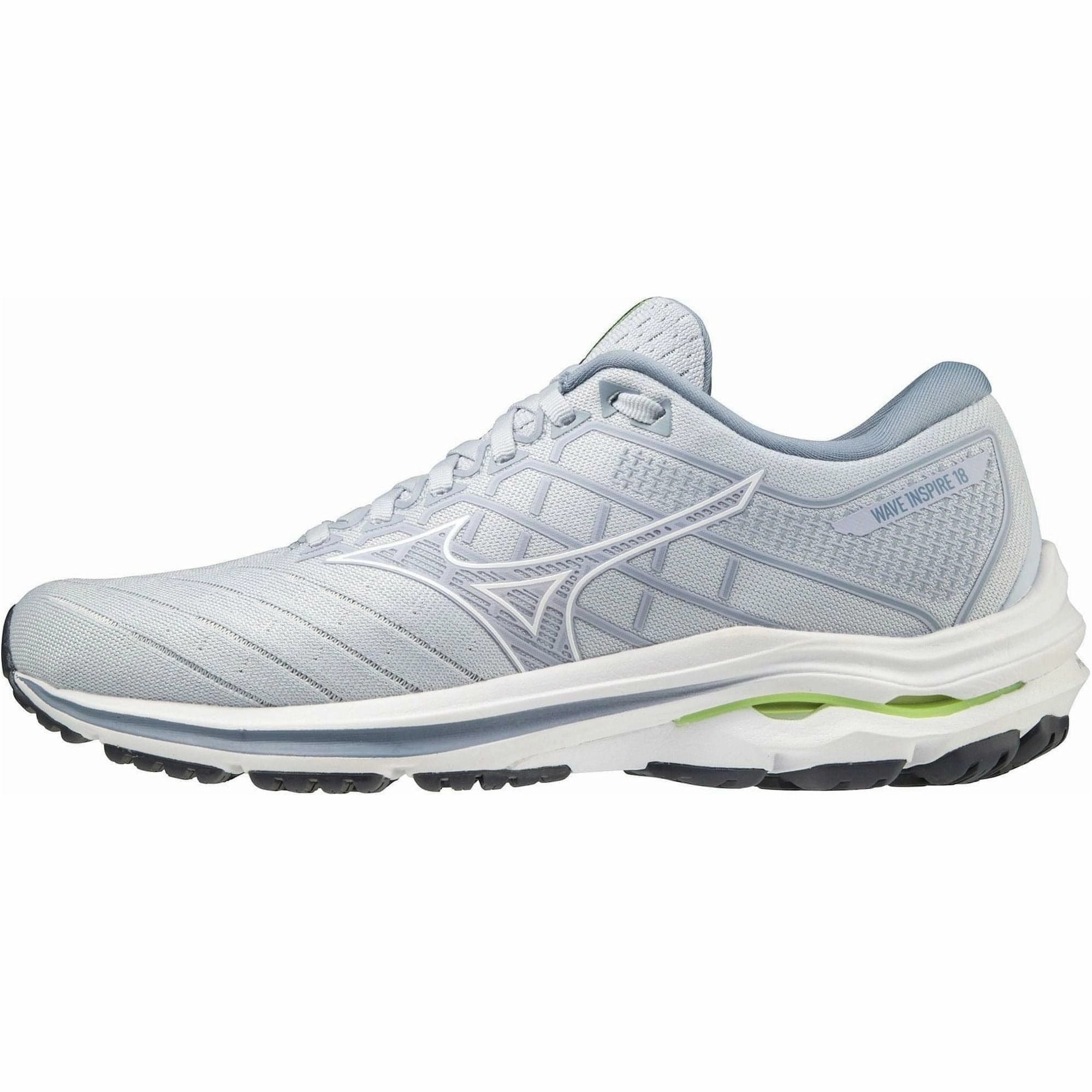 Mizuno Wave Inspire 18 Womens Running Shoes - Blue Ultra Light Outsole Carbon Neutral Design
