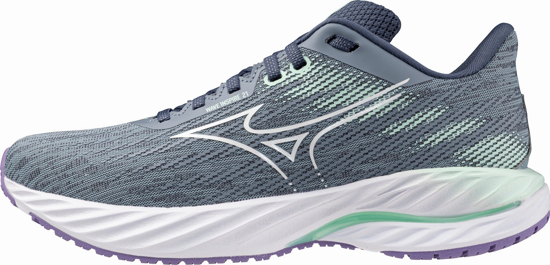 Tensile Knit Upper Multi Density Midsole Mizuno Wave Inspire 21 Womens Running Shoes - Grey