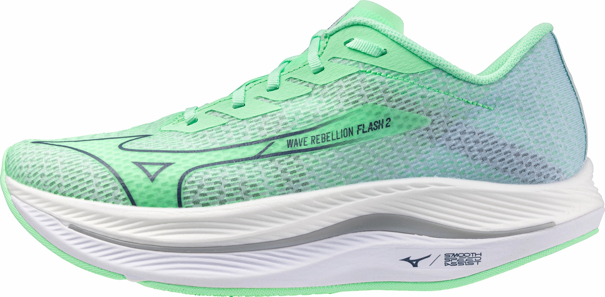 Mizuno Wave Rebellion Flash 2 Mens Running Shoes - Green Wet traction outsole