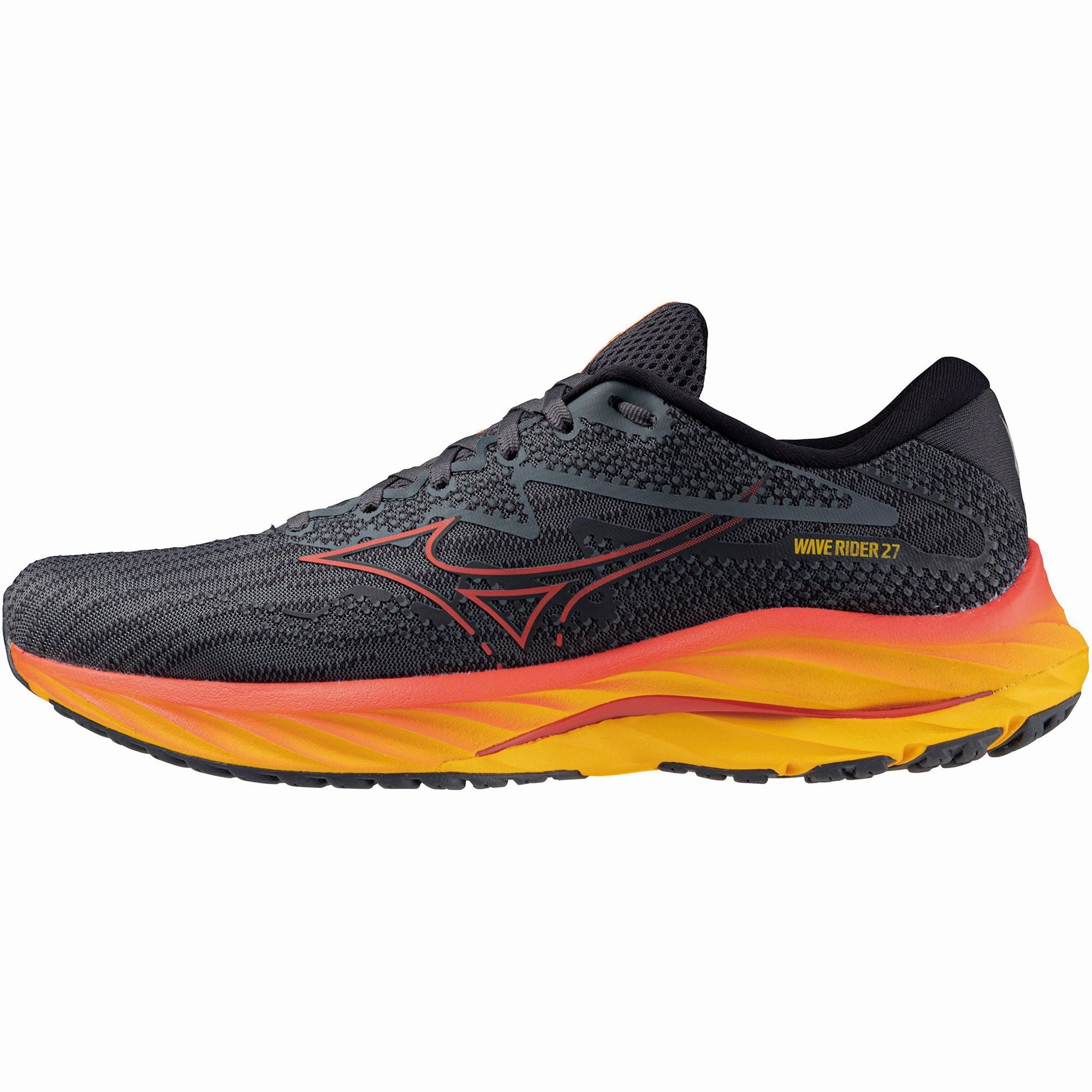 Wide Fit Compatibility running in rural areas Mizuno Wave Rider 27 Mens Running Shoes - Grey