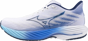 Abrasion Resistant Outsole Rubber PaddedCollar Mizuno Wave Rider 28 Mens Running Shoes - White