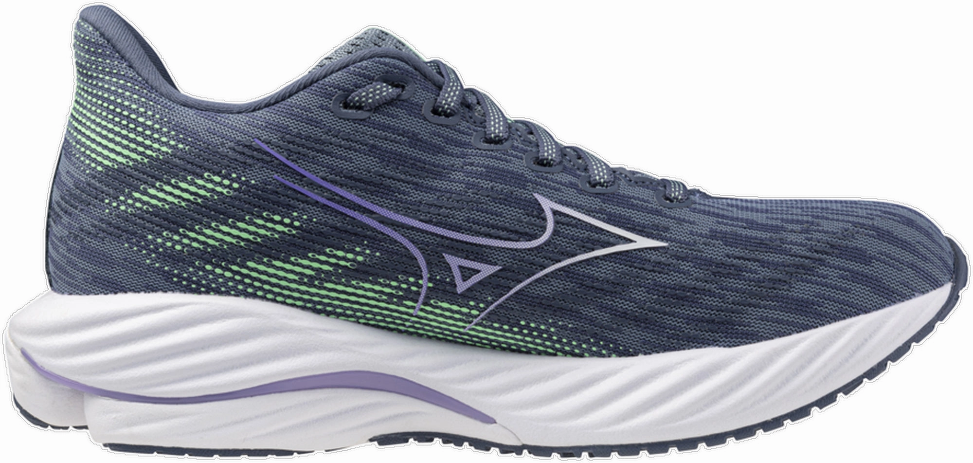 well - cushioned Impact Absorption Padding Mizuno Wave Rider 28 Womens Running Shoes - Blue
