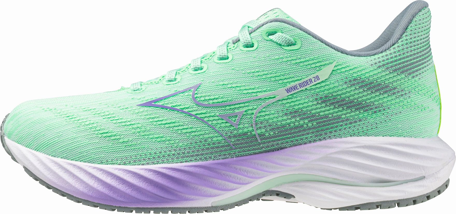 Mizuno Wave Rider 28 Womens Running Shoes - Green splatter - paint running wear sports lover