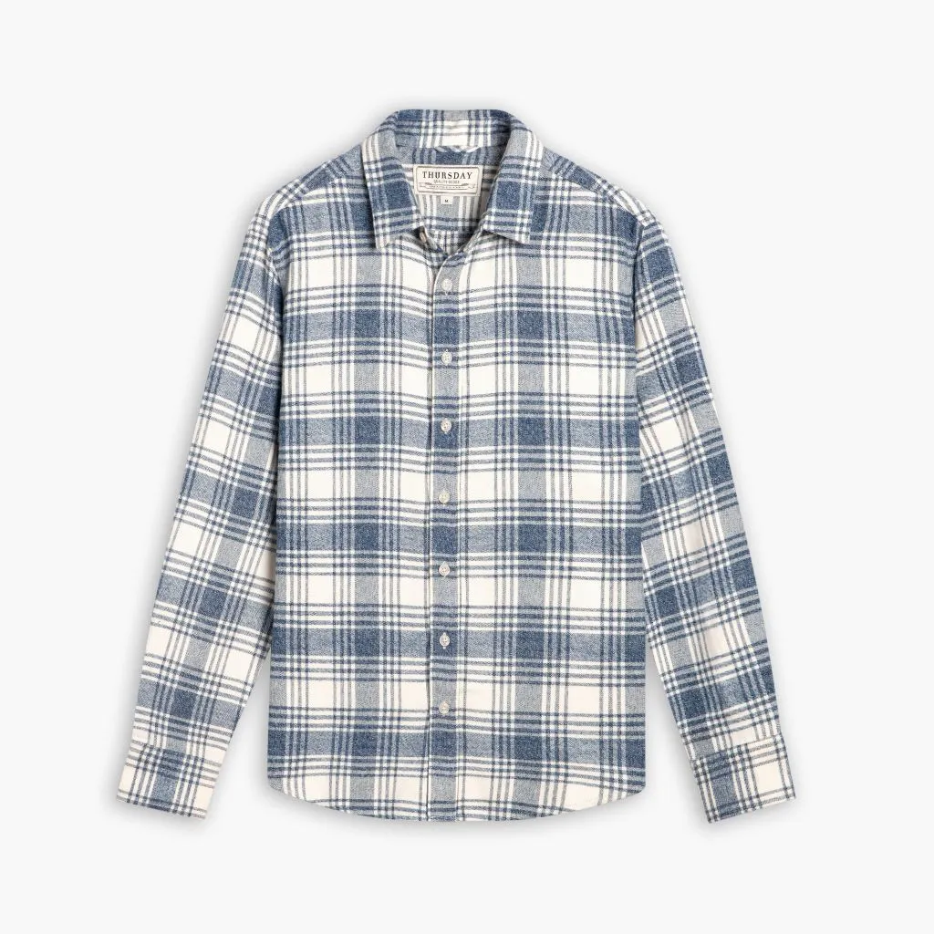 High-End Finish EasyCare Fabric Forever Flannel Shirt | Glacier Blue