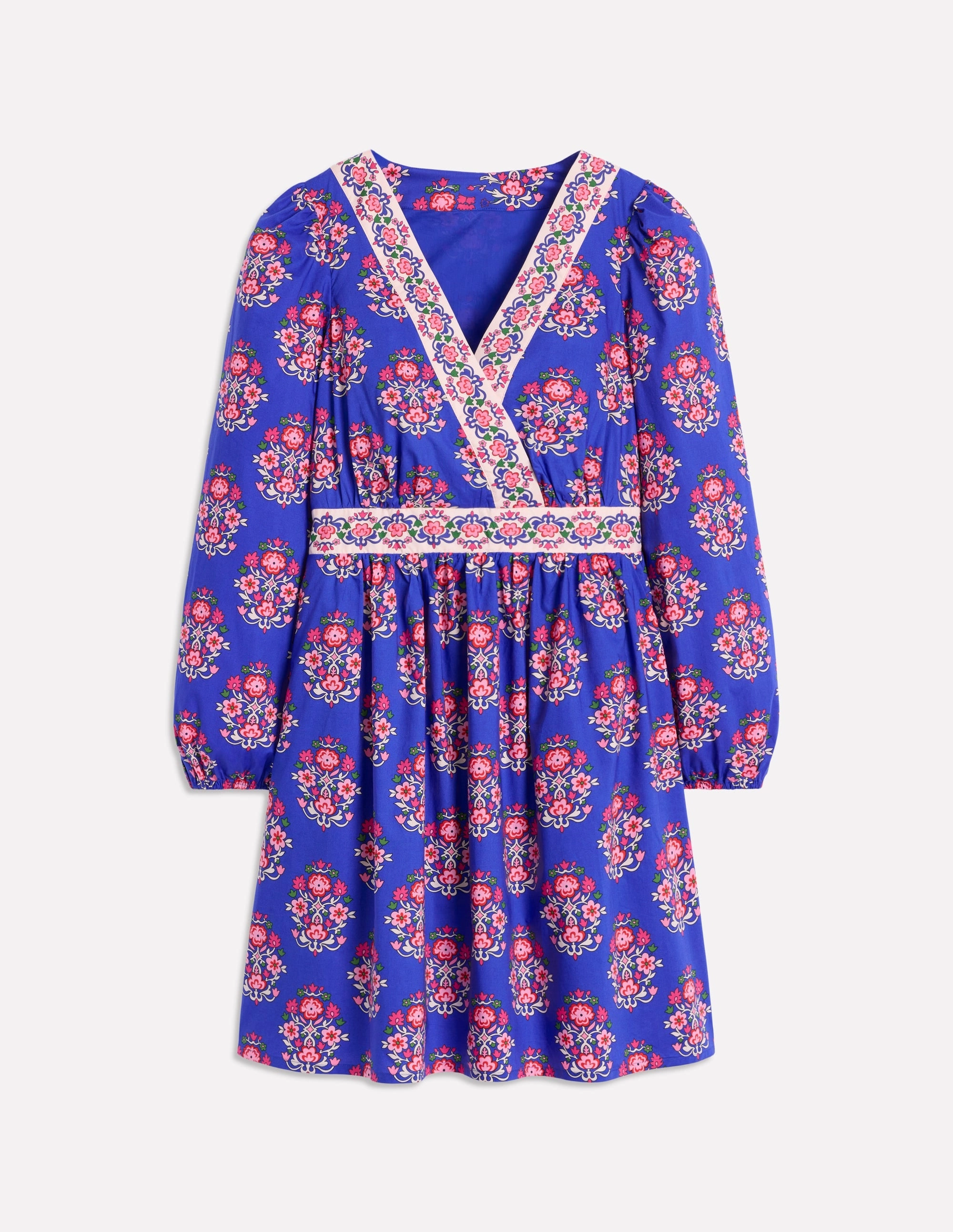 Mya Cotton Short Dress-Bright Blue, Wildflower Stamp Quick Look