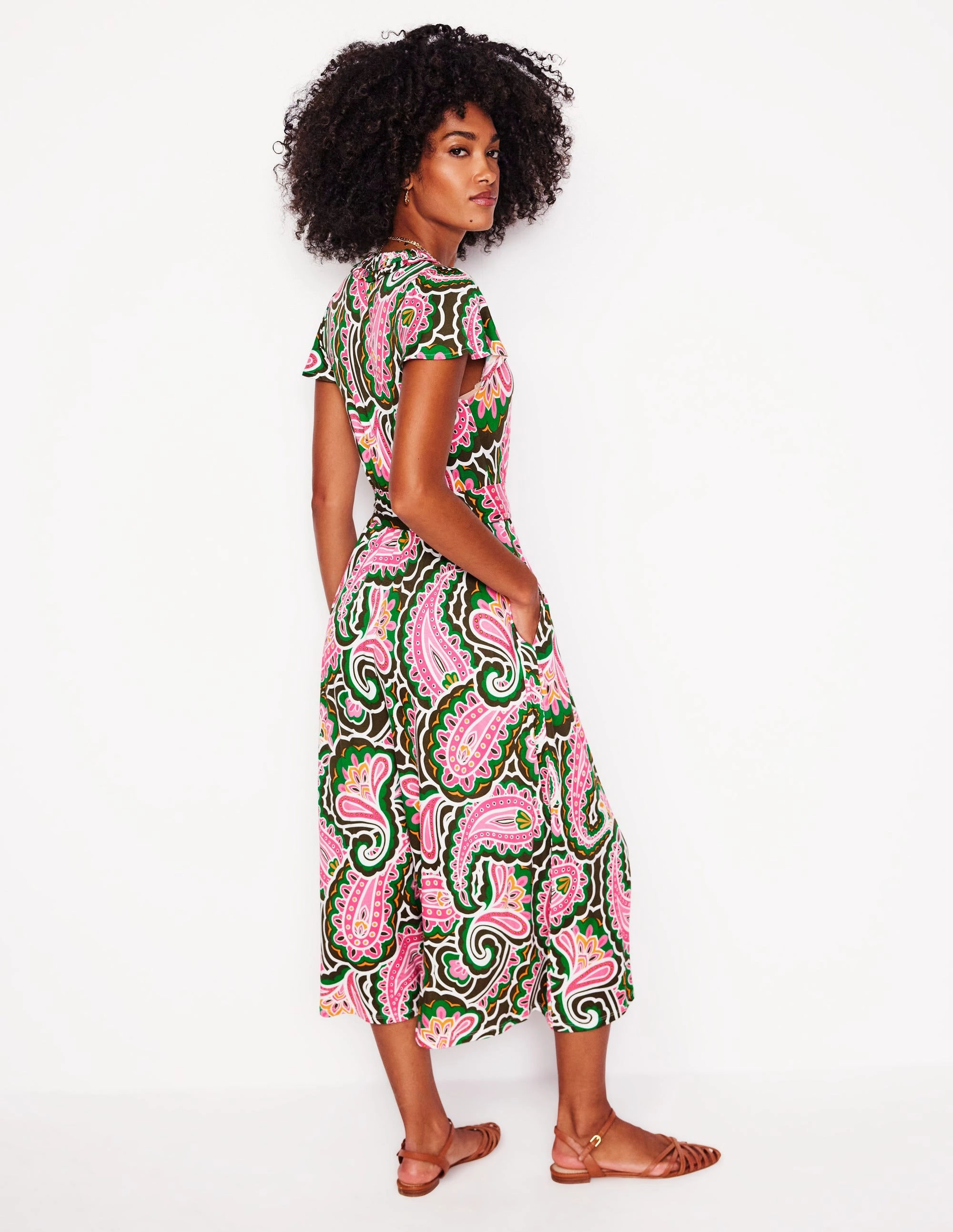 Nicola Jersey Tea Dress-Multi, Scallop Paisley Shore Time