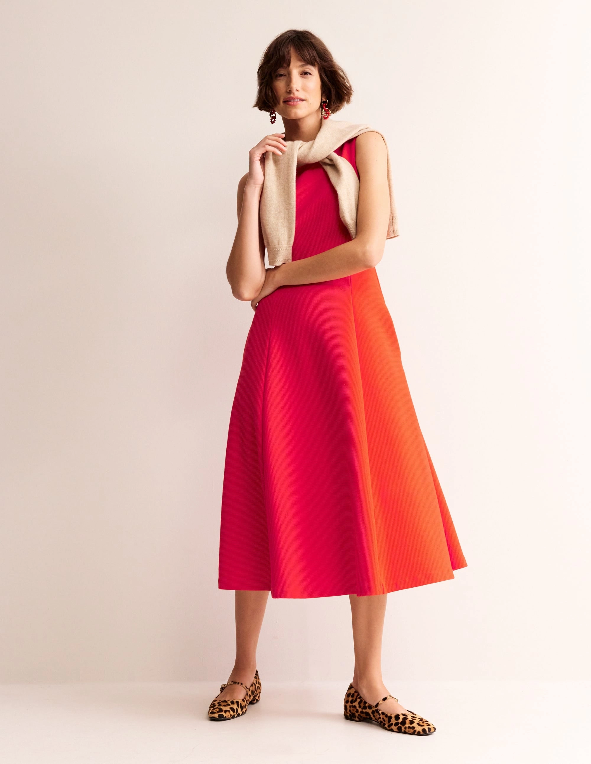 Work Comfort Scarlet Ottoman Ponte Dress-Flame Scarlet