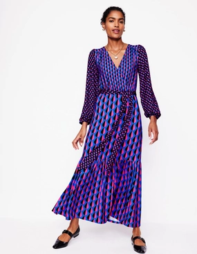 Ophelia Wrap Midi Jersey Dress-Multi, Raindrop Geo Work Look Fashionable Wear