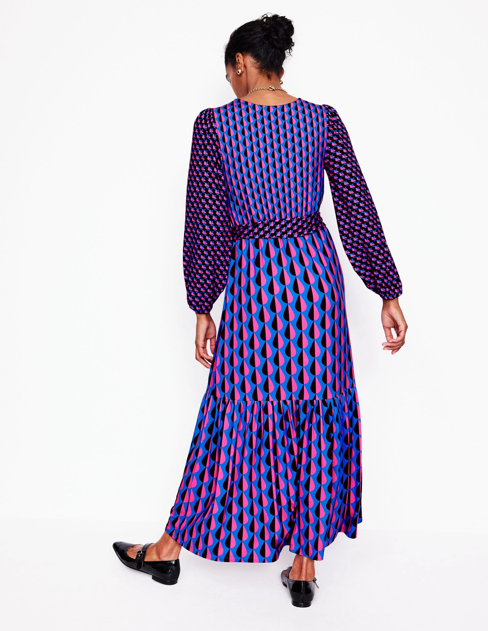 Ophelia Wrap Midi Jersey Dress-Multi, Raindrop Geo Pure Color petite size