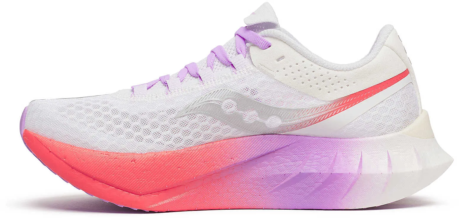 Foot Hugging Midsole carbon - fiber sole shoes Saucony Endorphin Pro 4 Womens Running Shoes - White