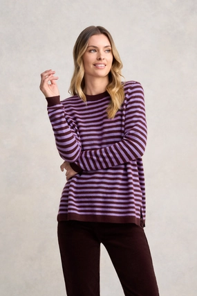 Workout Apparel Cashmere Blend Crew Neck Jumper - Violet Stripe