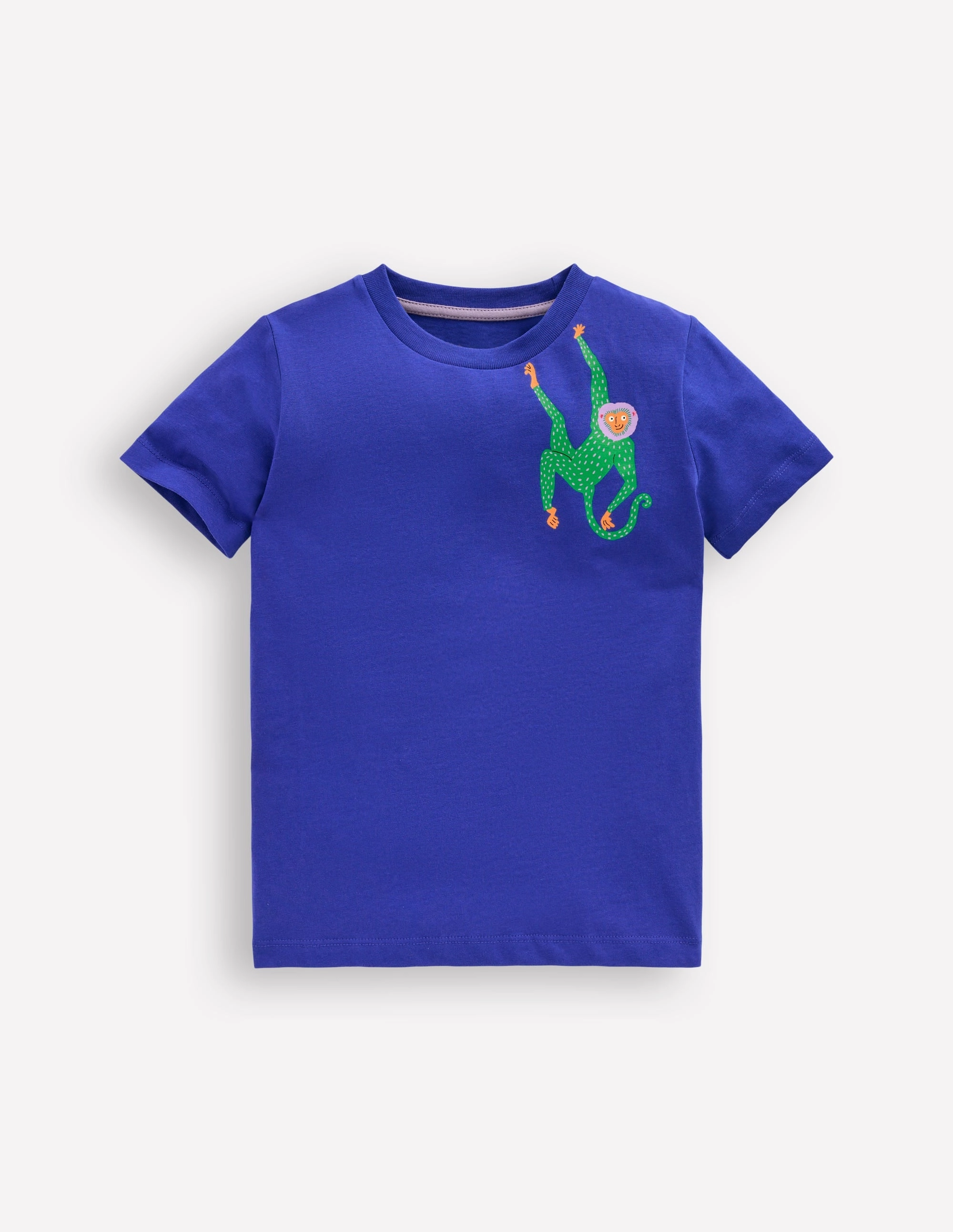 Front & Back Printed T-shirt-Bright Blue Jungle Animals Unisex style