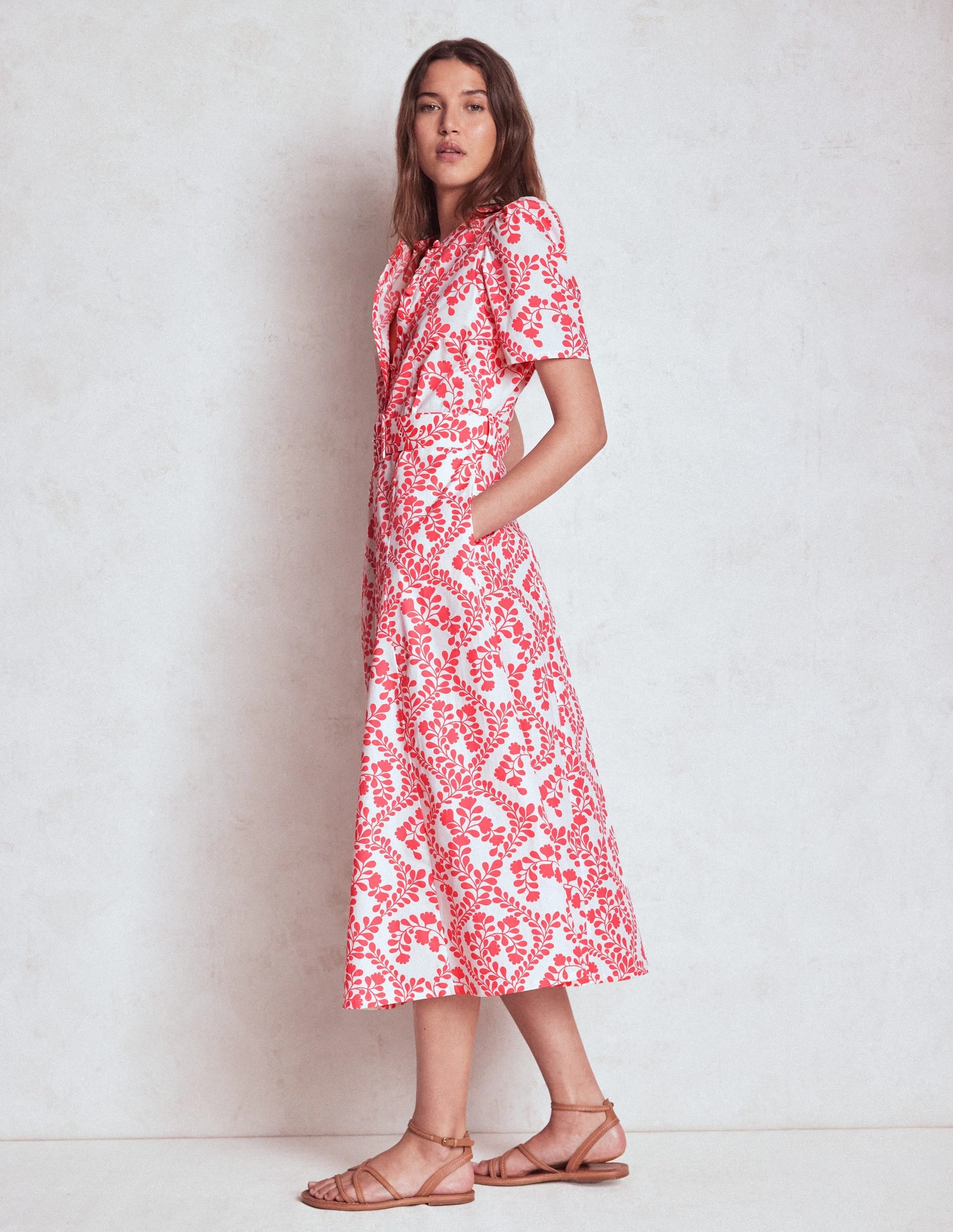 Kate Puff Sleeve Belted Dress-lvory, Vine Silhouette Semi Formal Vacation Vibes