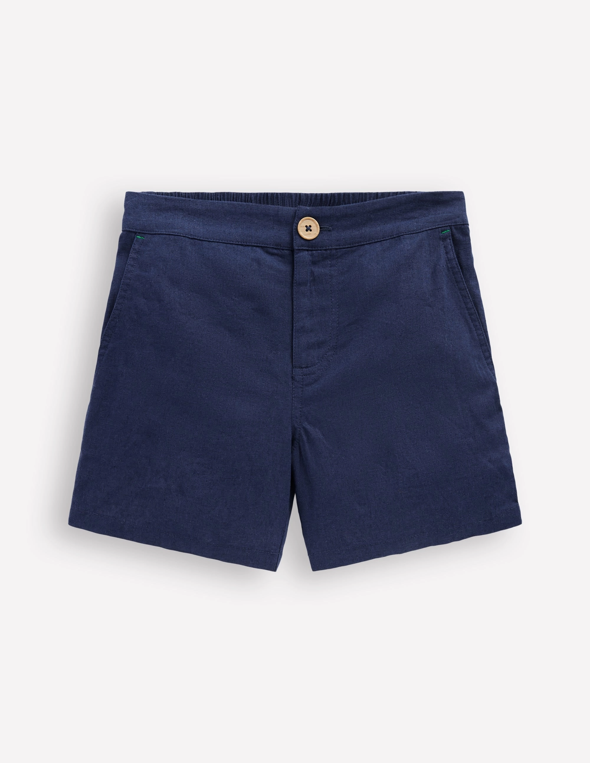 SeamlessConstruction NonSlipGrip Cotton Linen Shorts-Navy