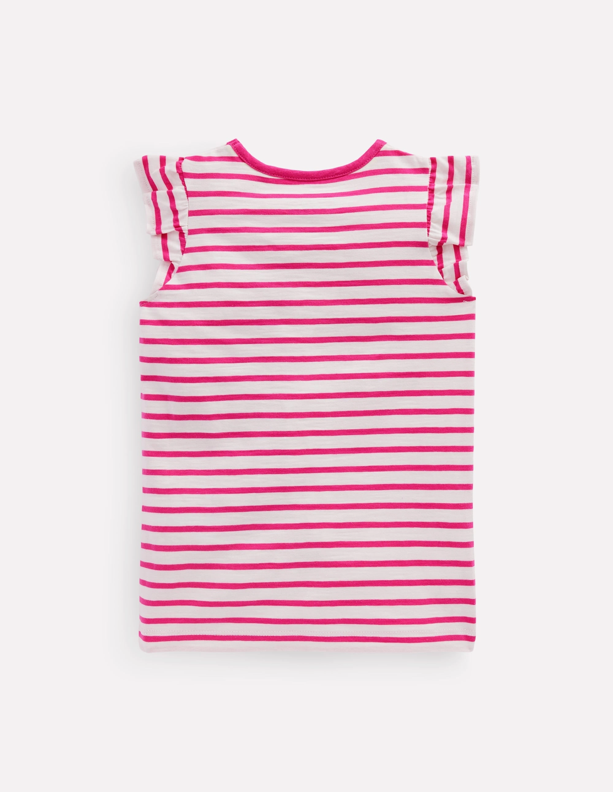 Comfortable Look Essential Top Short Sleeve Frill Logo Top-Raspberry/Soft Ivory Fruits