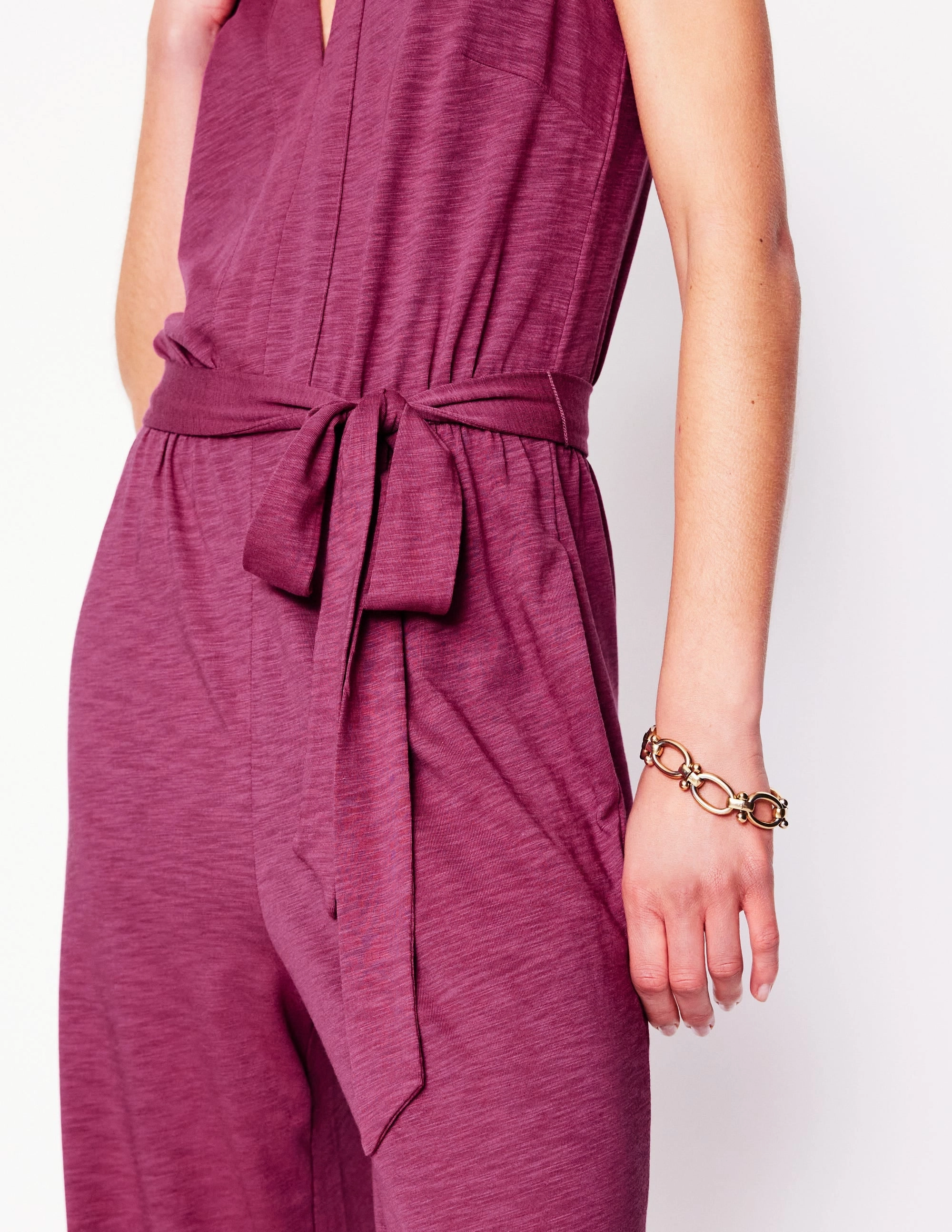 Work Vibes Naomi Notch Jersey Jumpsuit-Plum Purple
