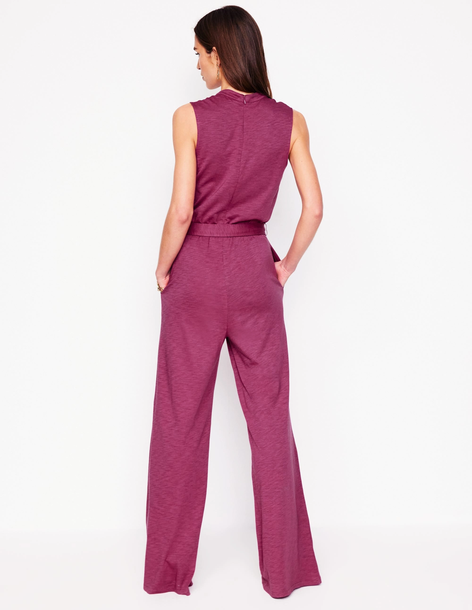 Refined Feel Naomi Notch Jersey Jumpsuit-Plum Purple