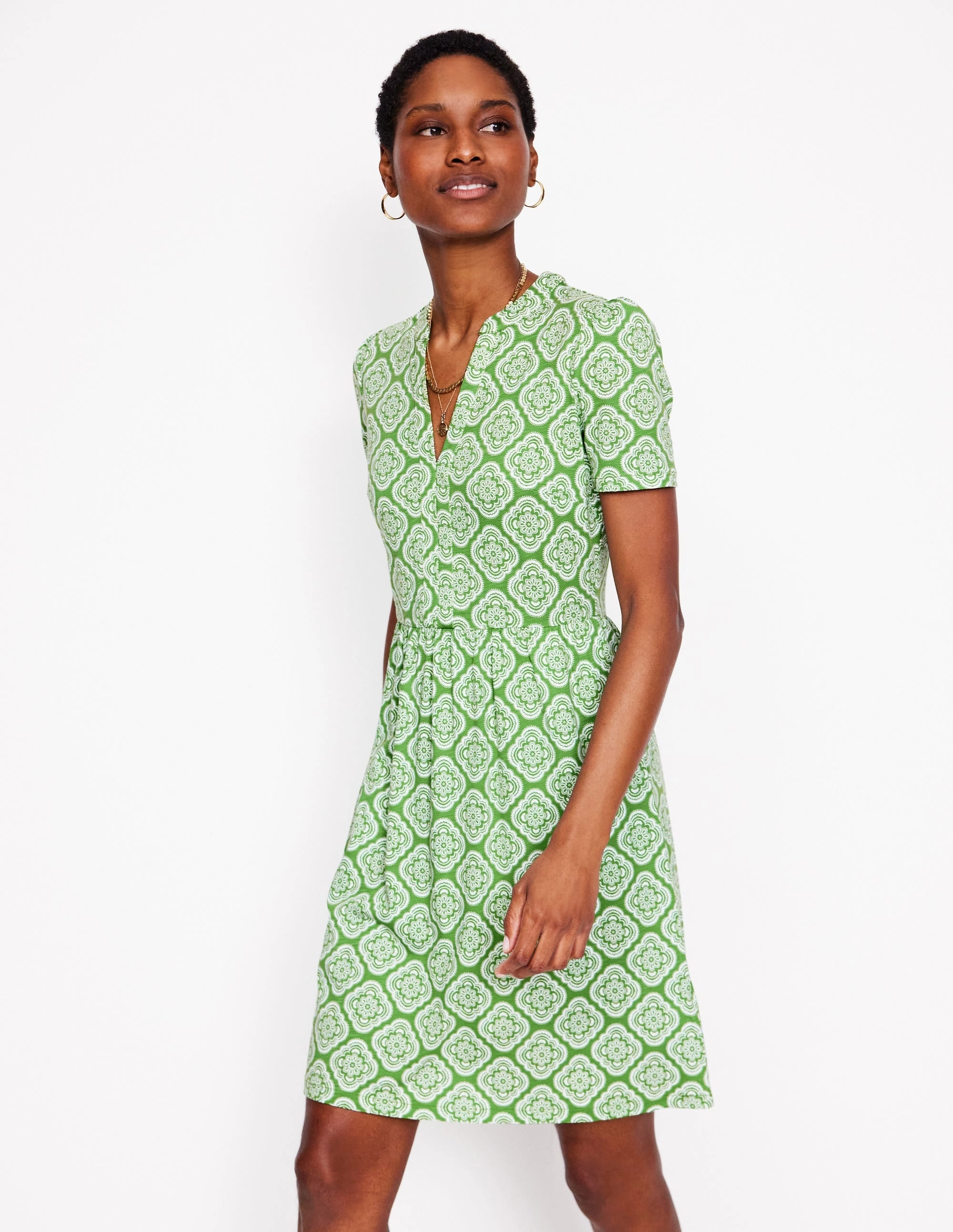 Naomi Short Sleeve Dress-Paradise Green, Botanic Blush Classic Layer