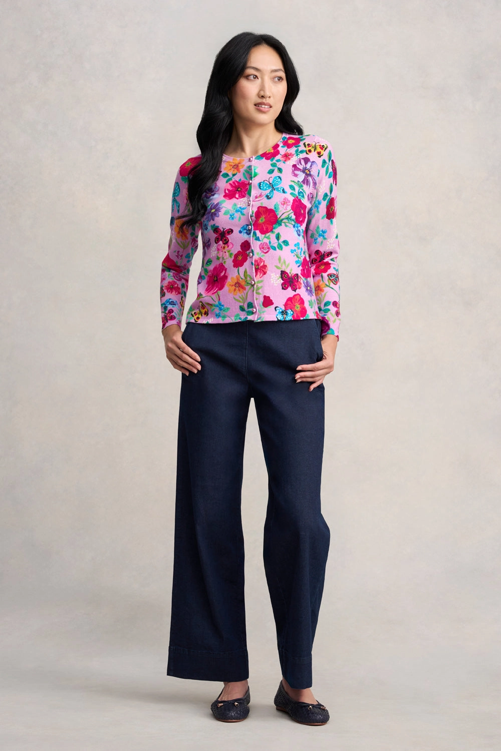 Recycled Polyester Material Nathalie L??t?? Cardigan - L??t?? Lilac Butterfly