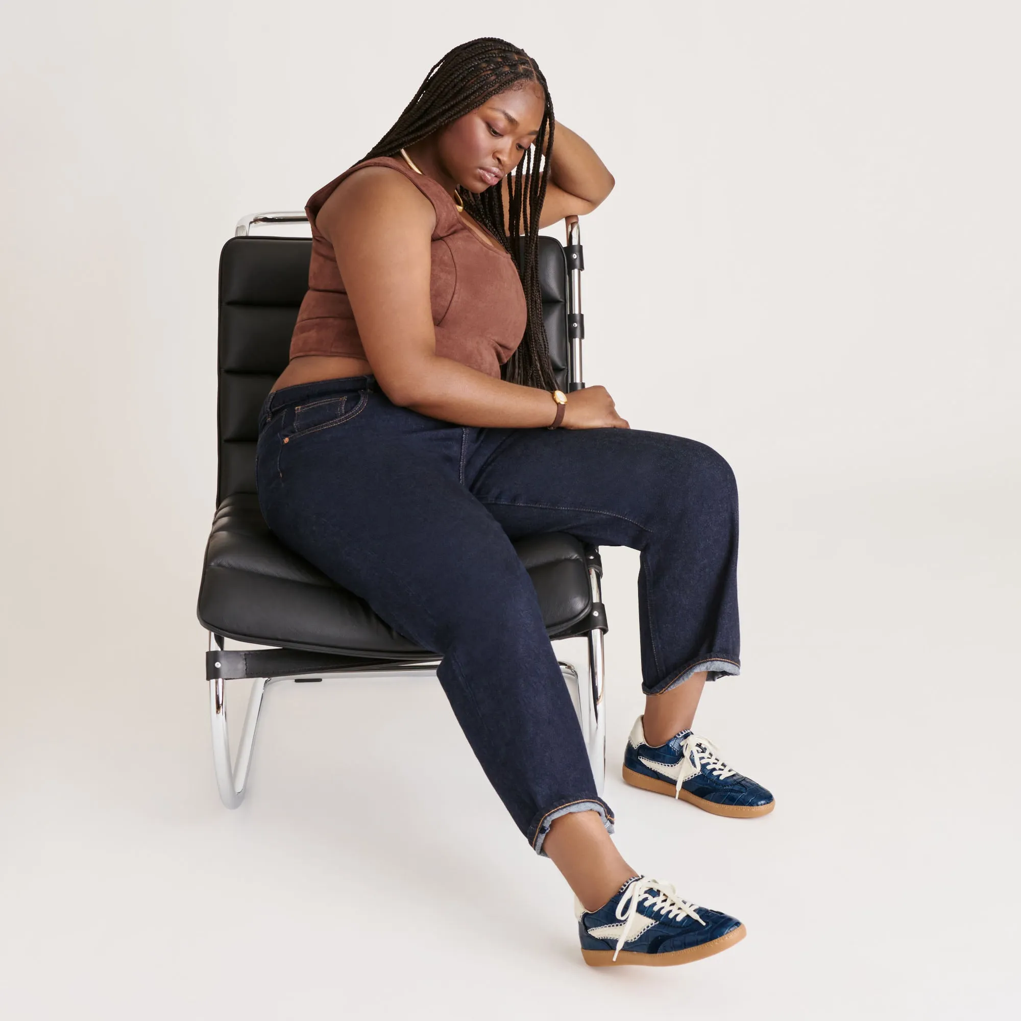 Thermoregulating Layer NOTICE STITCH SNEAKERS INK CROCO EMBOSSED LEATHER