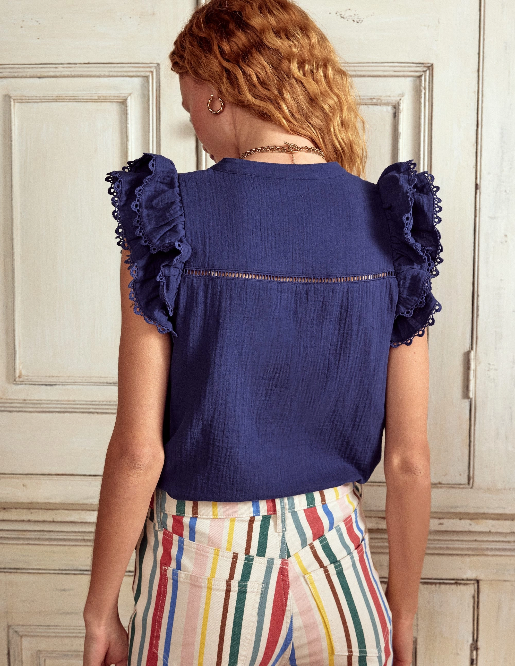 Comfortable Style Sleeveless Double Cloth Top-Starboard Blue