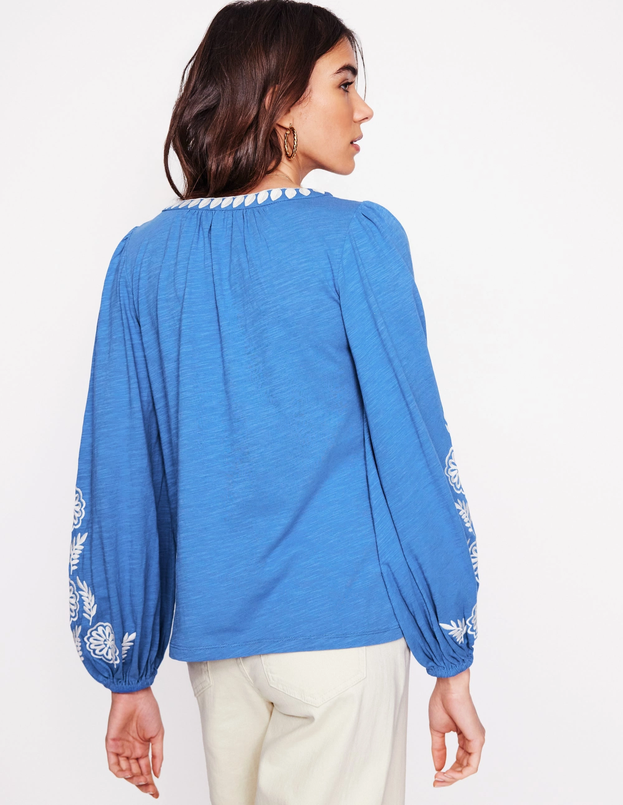 Nia Embroidered Top-Blue River Premium Comfort