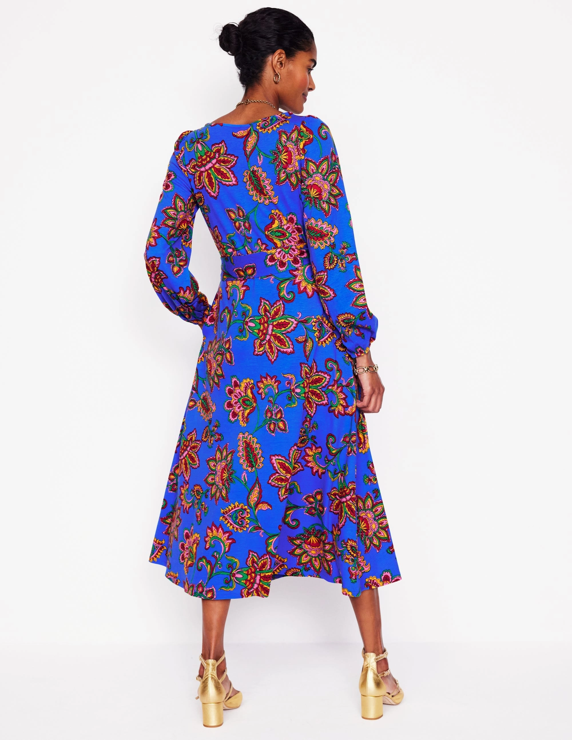 Leandra Jersey Midi Dress-Gallery Blue, Whimsical Vine All Fitwear Brunch Glow