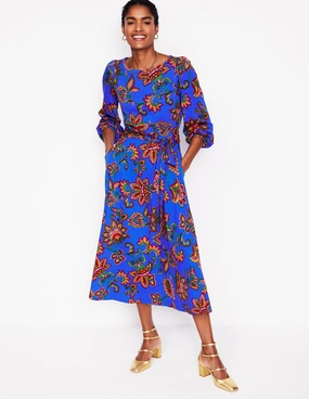 Balanced Light Easy Layers Leandra Jersey Midi Dress-Gallery Blue, Whimsical Vine