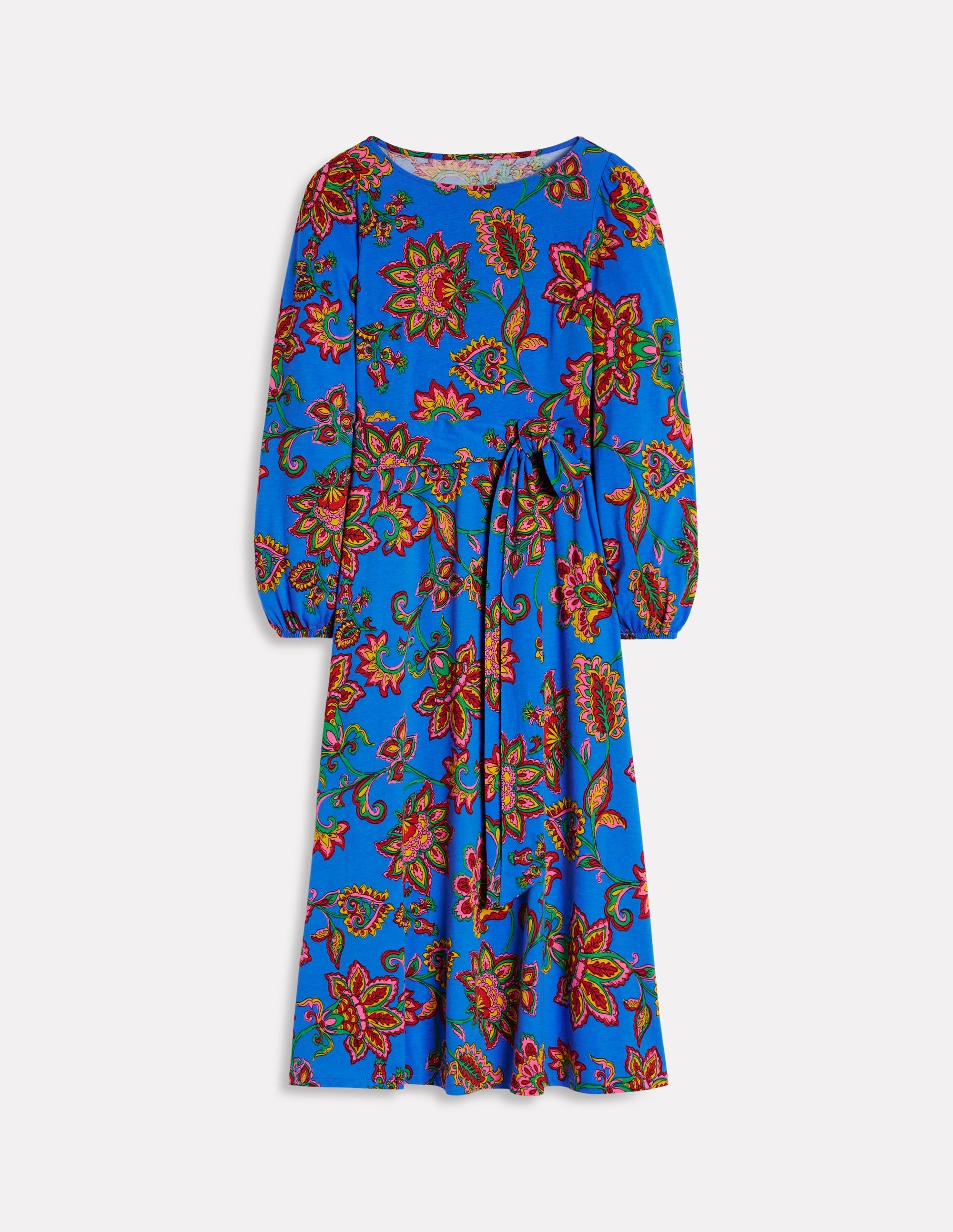 Leandra Jersey Midi Dress-Gallery Blue, Whimsical Vine Unique Cut