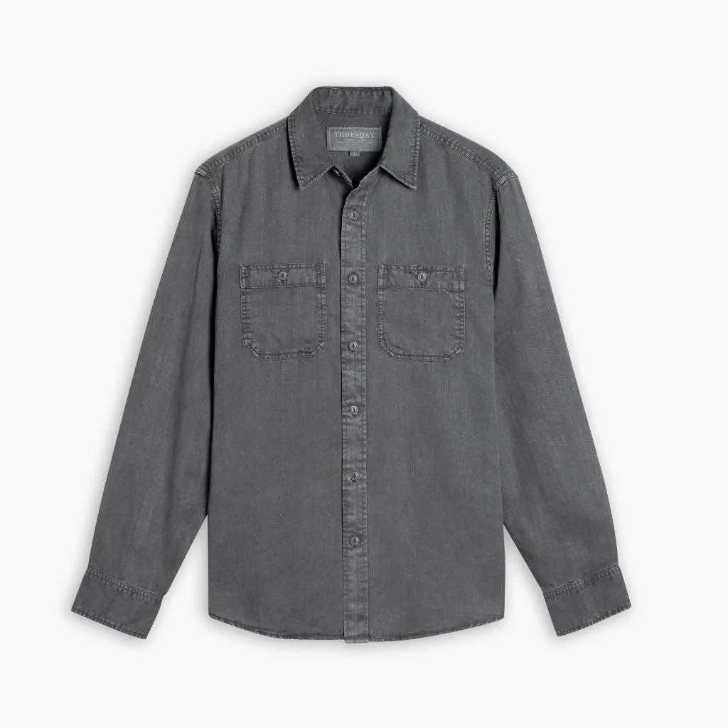 Chambray Workshirt | Charcoal Subtle pattern