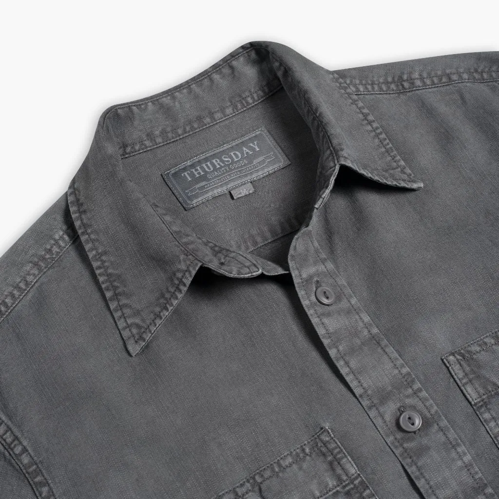 Stylish Detail Chambray Workshirt | Charcoal