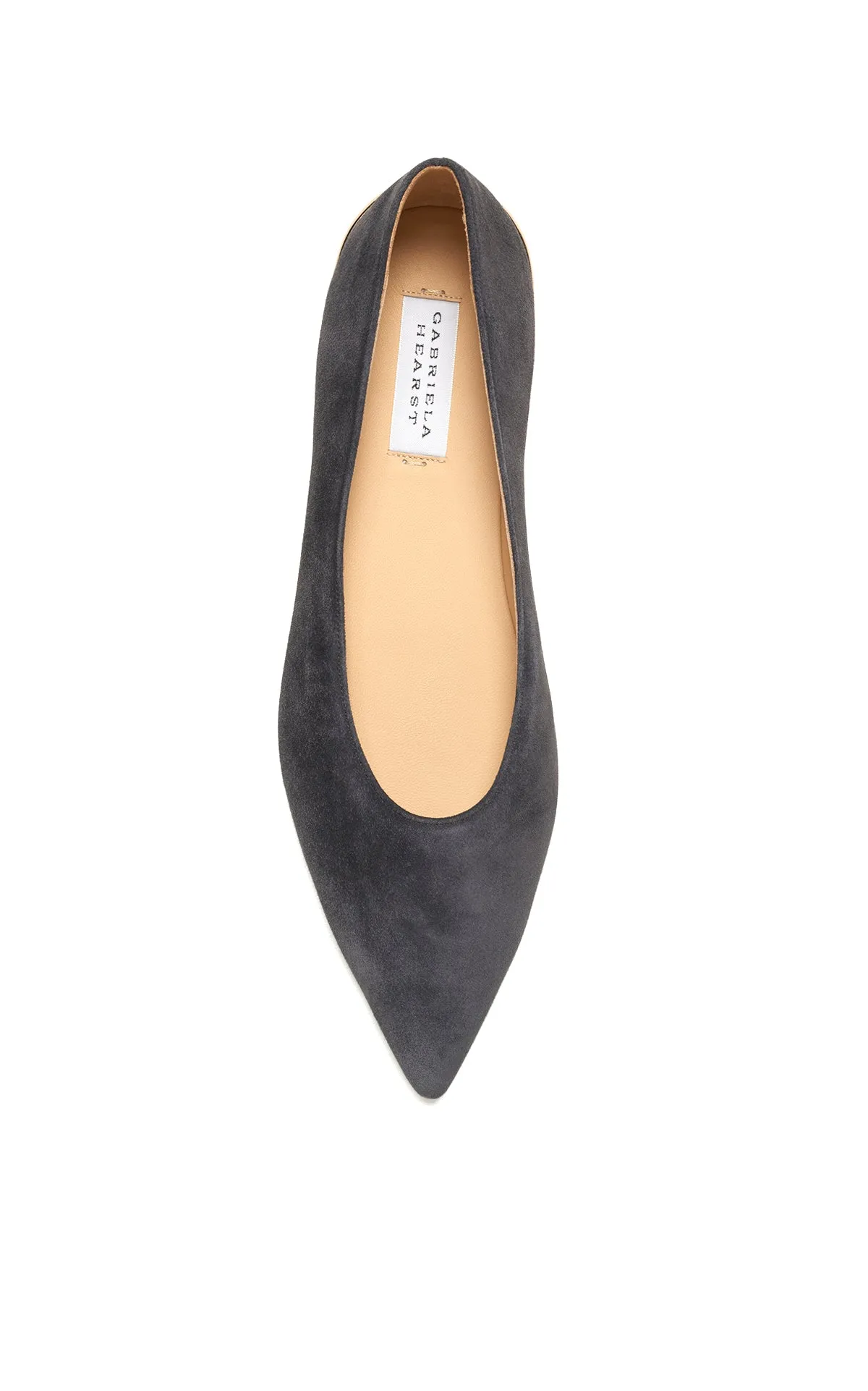 Slip Guard Fleur Ballerina Flat Shoe in Charcoal Suede