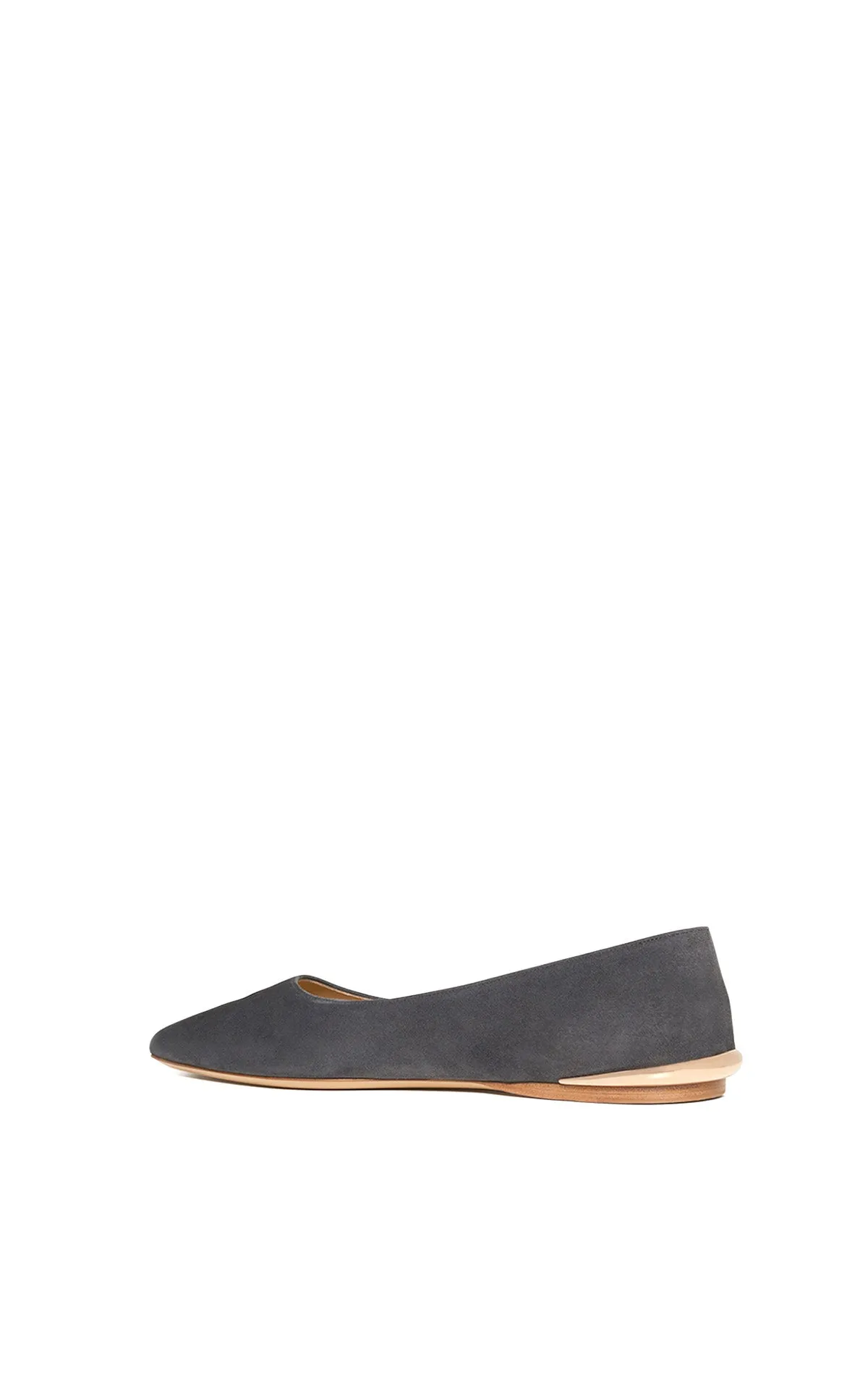 Fleur Ballerina Flat Shoe in Charcoal Suede Elasticated