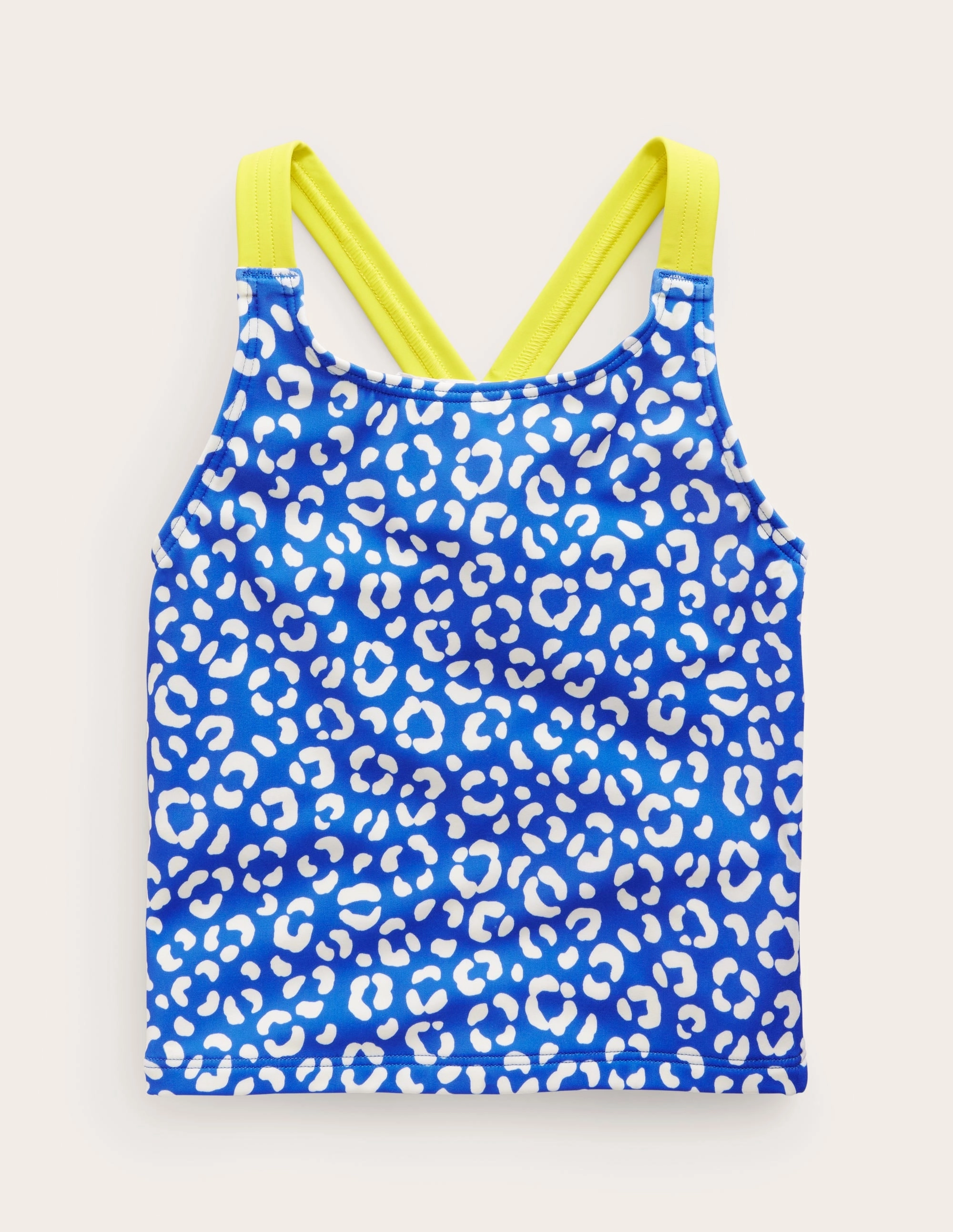 Glamorous Style Cross Back Tankini Top-Blue Leopard