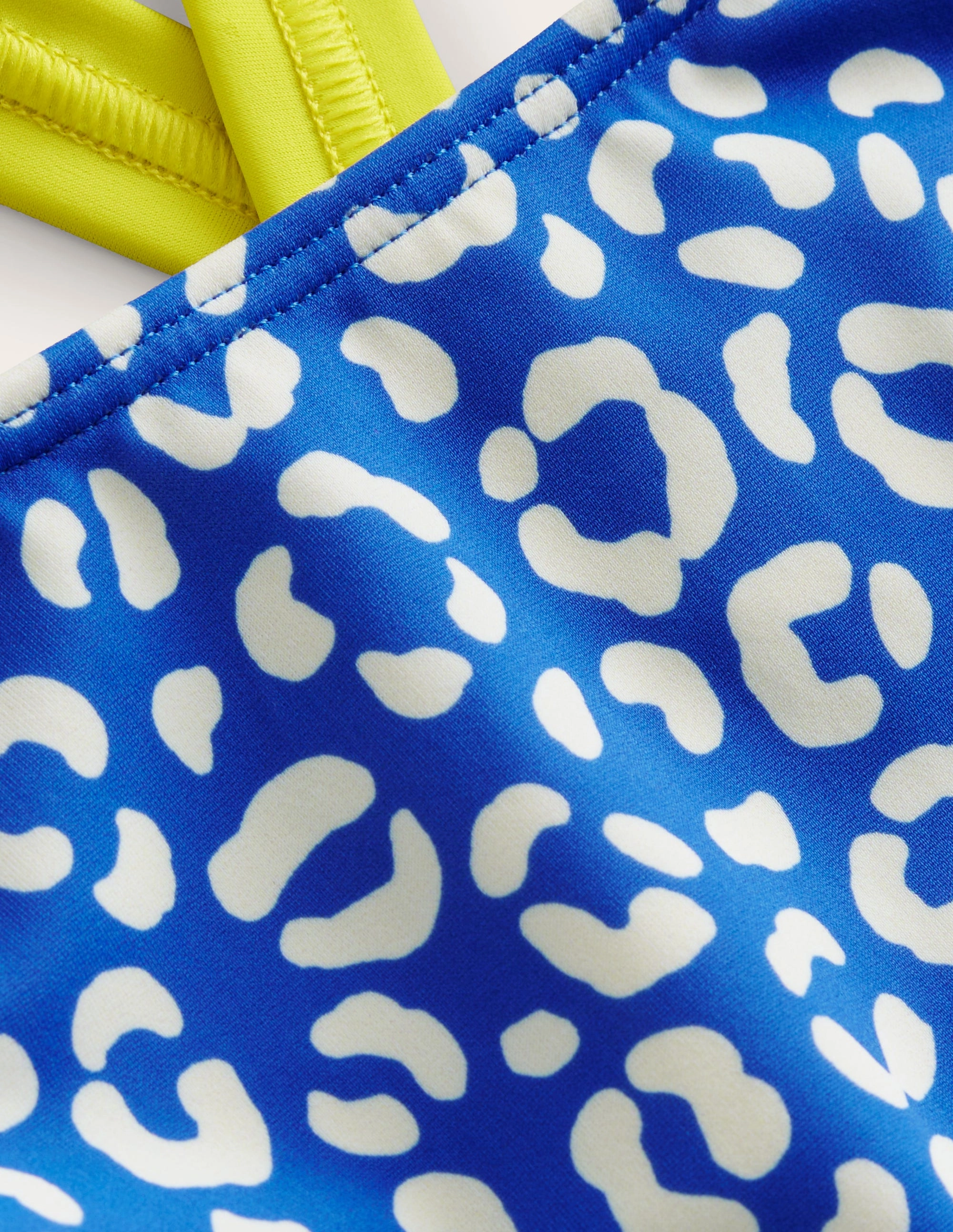 Shimmer Effect Cross Back Tankini Top-Blue Leopard