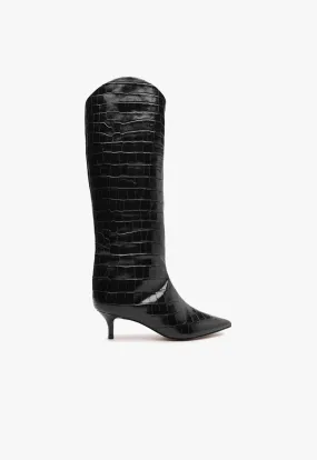 Skin Hug Rugged Built All Day Worker Maryana Lo Crocodile-Embossed Leather Boot