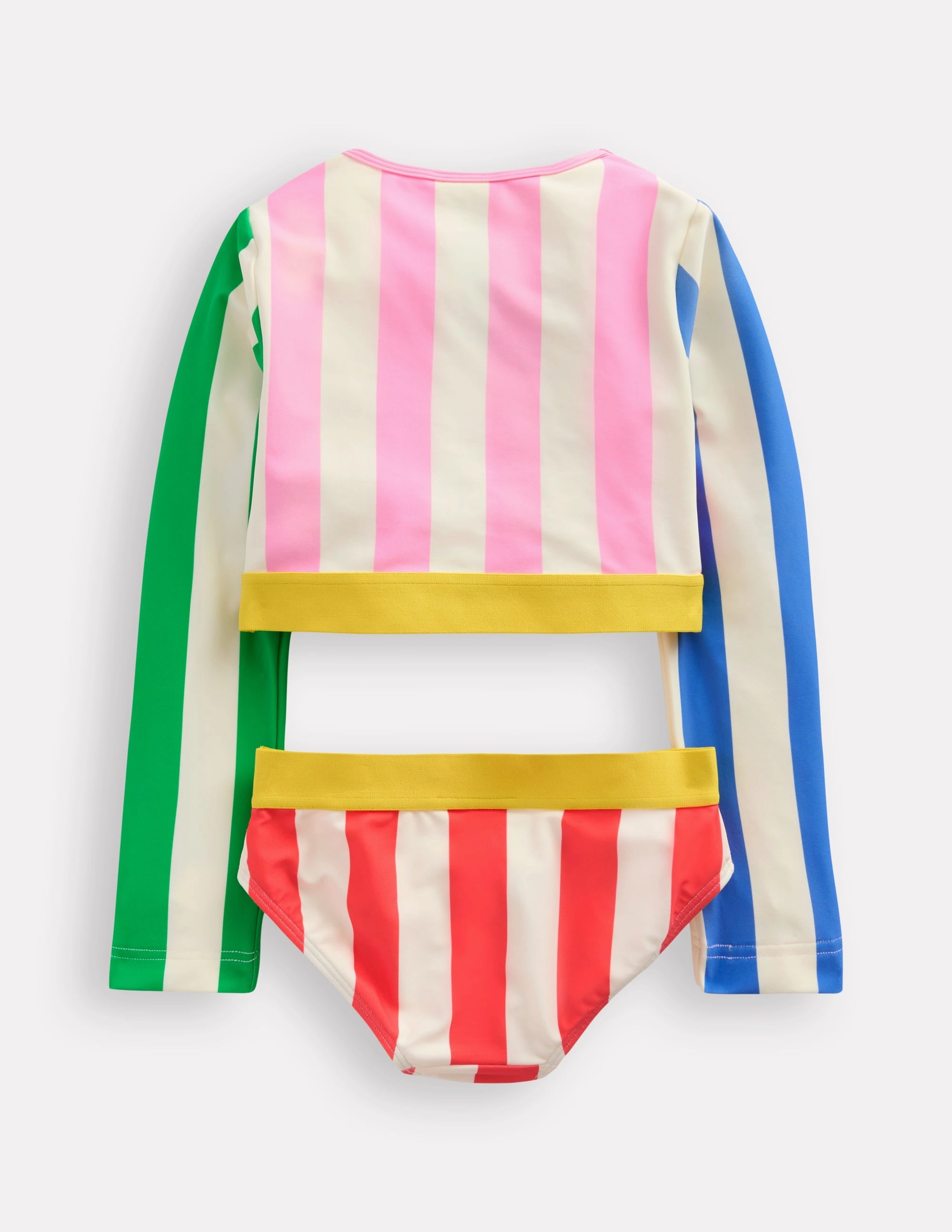 Anti Slip Waistband Colorfast Fabric Cropped Rash Vest Set-Hotchpotch Stripe