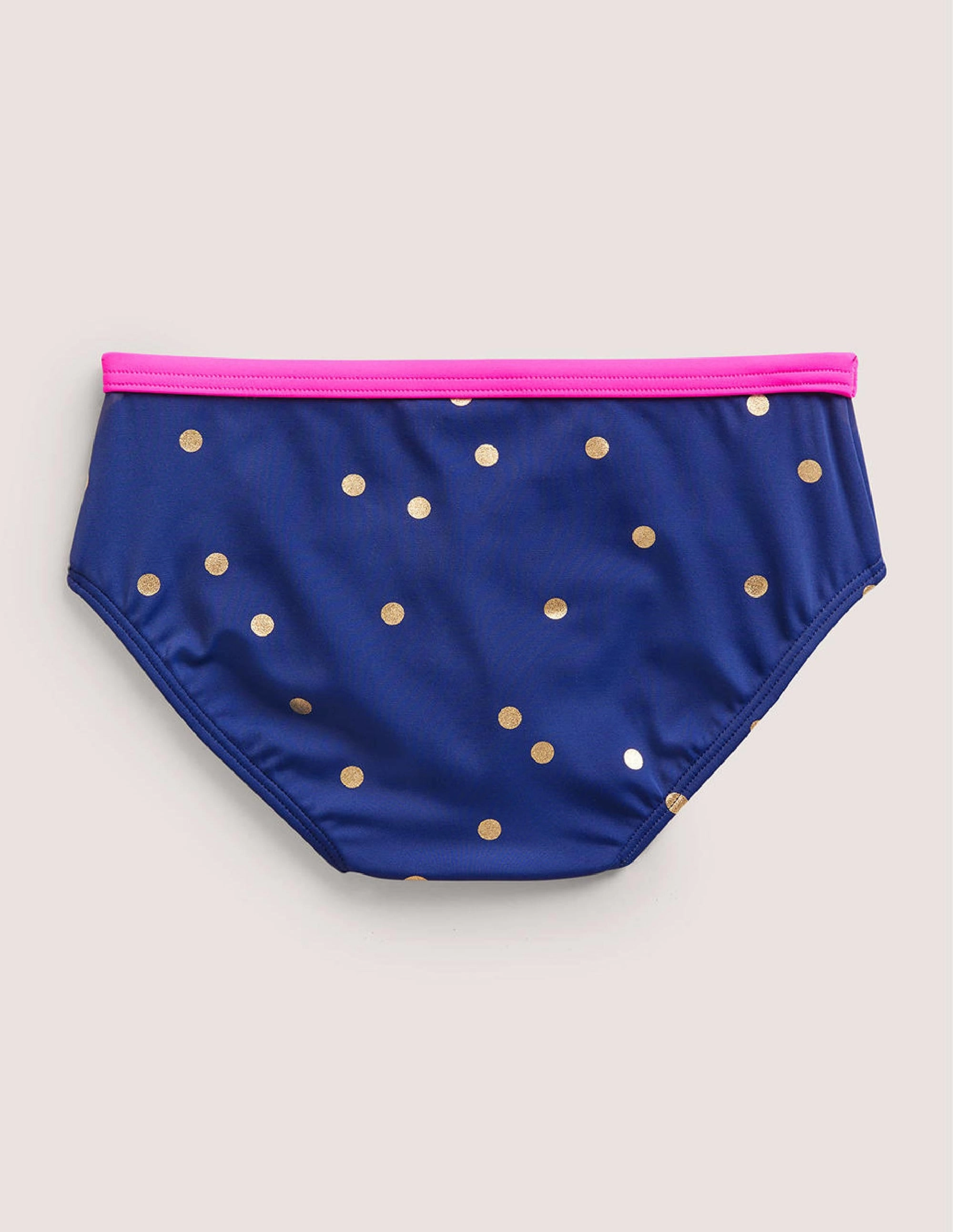 Patterned Bikini Bottoms-Harmony Blue Gold Spot Seamless Edge Binding Family Swimwear