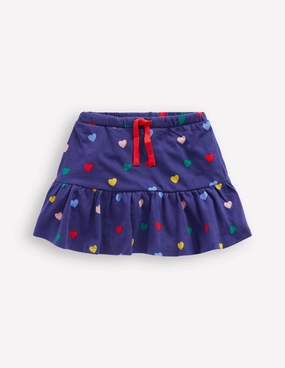 Glamorous Appeal Sporty Edge Tiered Jersey Skort-Starboard Blue Multi Hearts