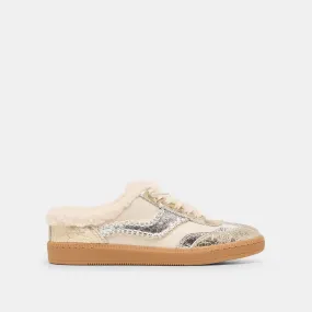 Eco Wear Endurance Run NOTICE SLIDE PLUSH SILVER GOLD CRACKLED LEATHER