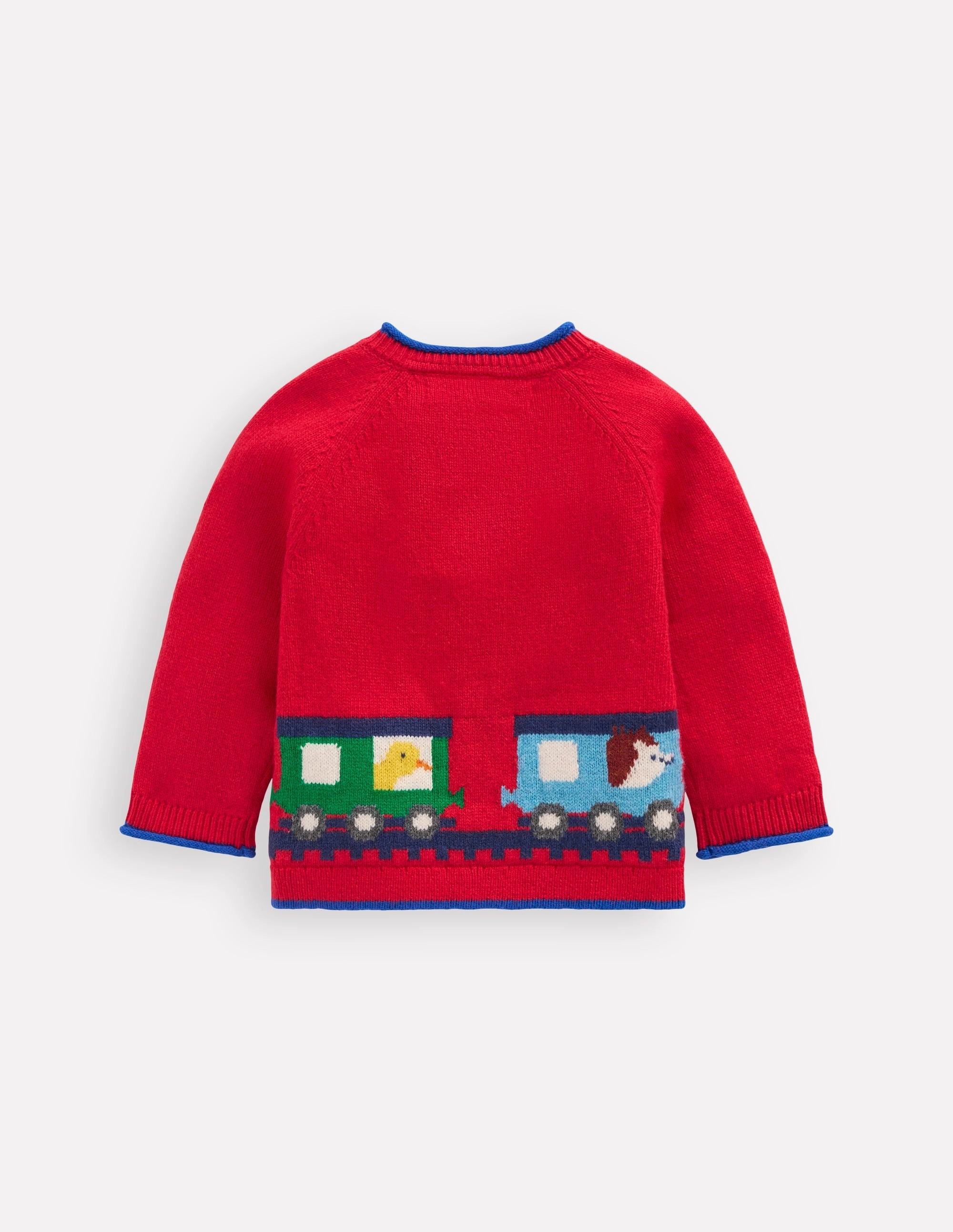 Novelty Logo Cardigan-Rockabilly Red Trains Quiet Tone OdorResistant Fiber