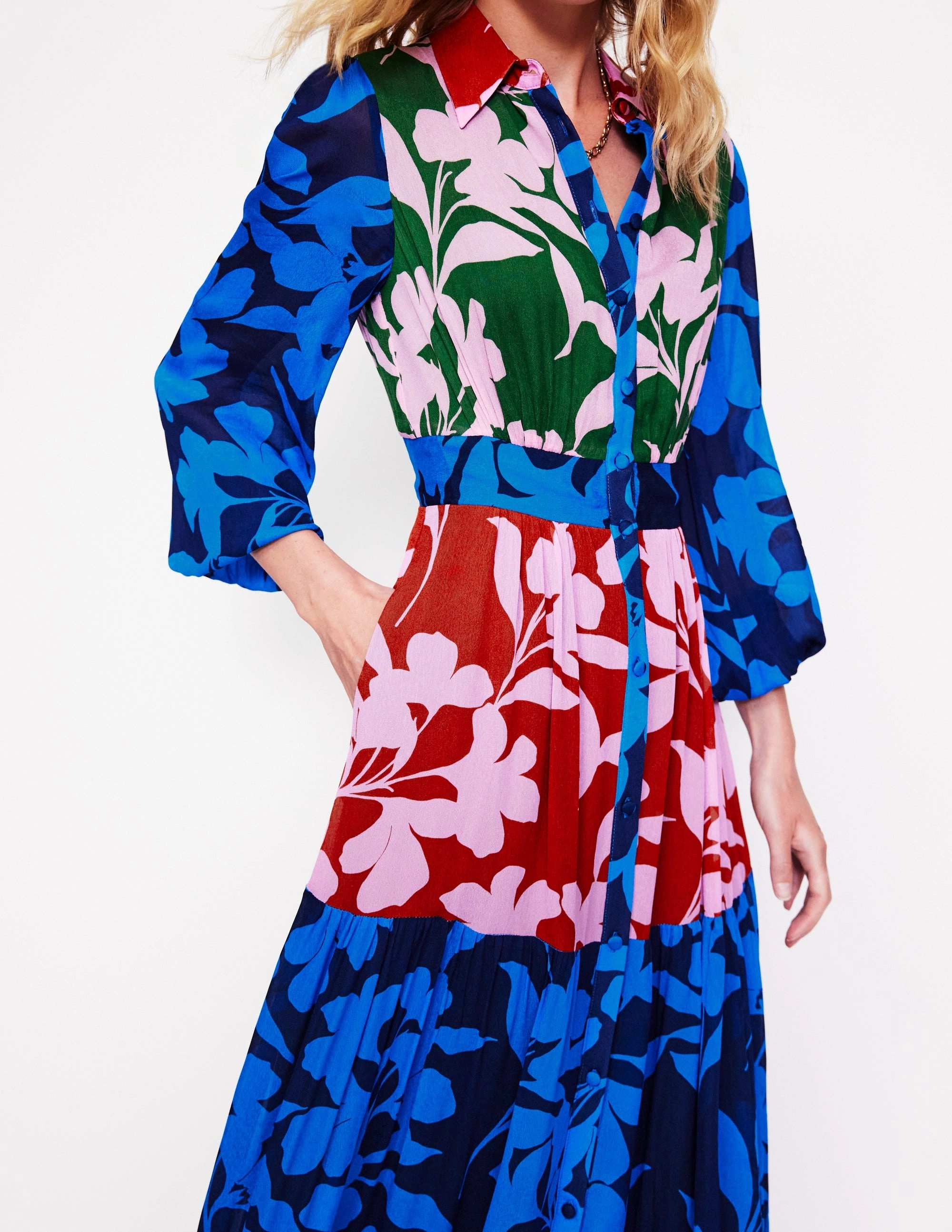 Classic wrap dress Occasion Maxi Shirt Dress-French Navy, Bloom Hotch