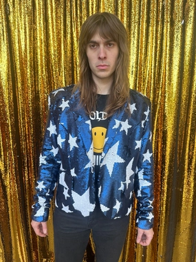 Luxury Finish Professional Look Any Old Iron Men's Blue Sparkle Star Suit