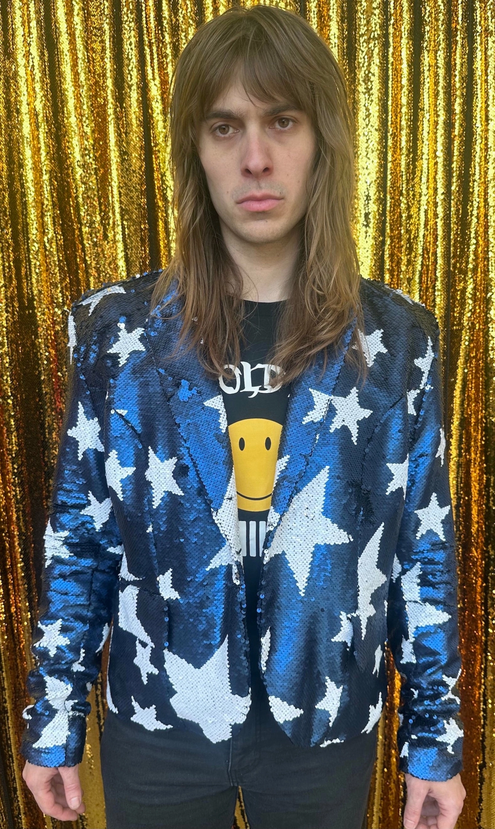 Any Old Iron Men's Blue Sparkle Star Suit Chic Silhouette