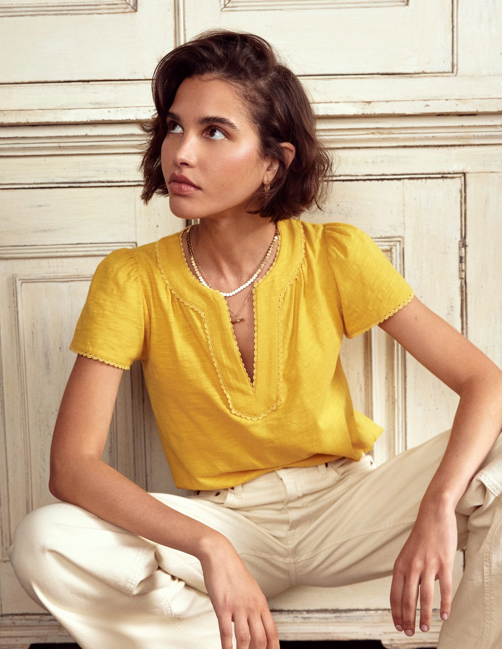 Anti microbial coating Sporty Chic Ava Short Sleeve Top-Honey Yellow