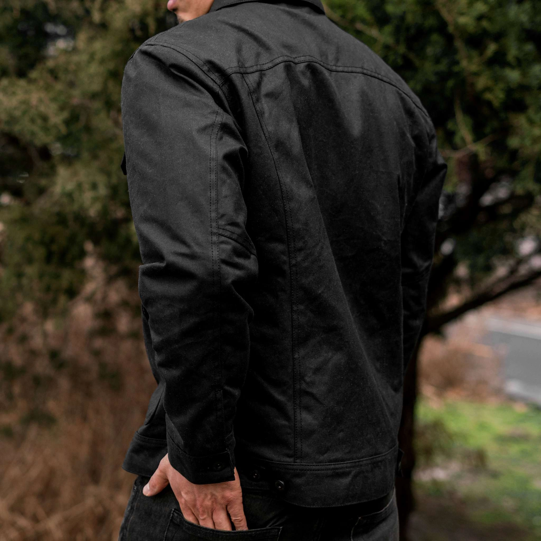 Lightweight Warmth Sleek Comfort Waxed Trucker Jacket | Black