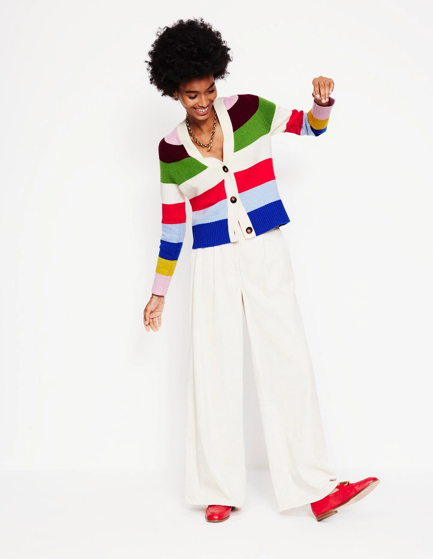 Lightweight Design Olivia Merino Cardigan-Multi, Rainbow