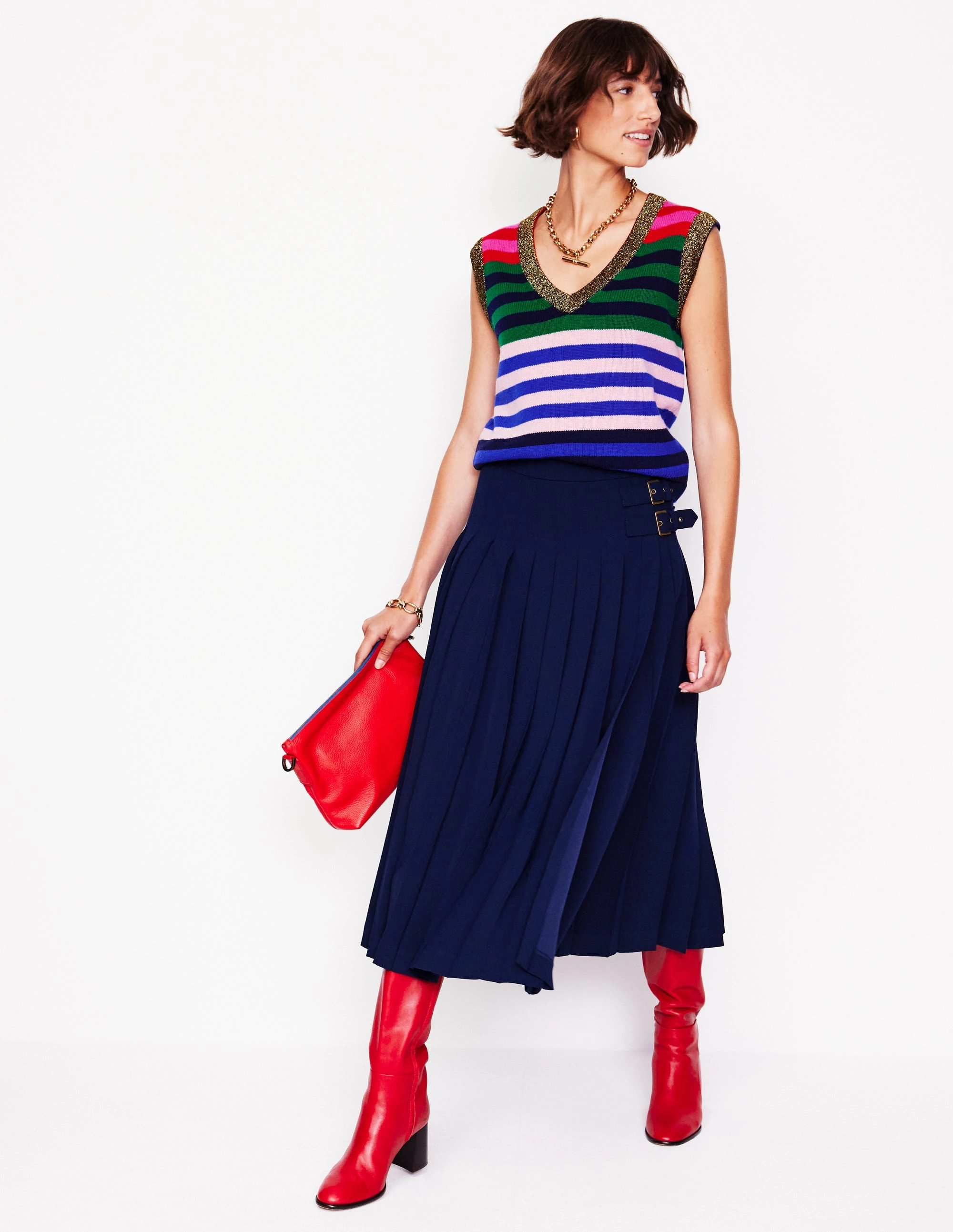 City Casual Machine washable Olivia Merino Tank-Multi, Rainbow Stripe